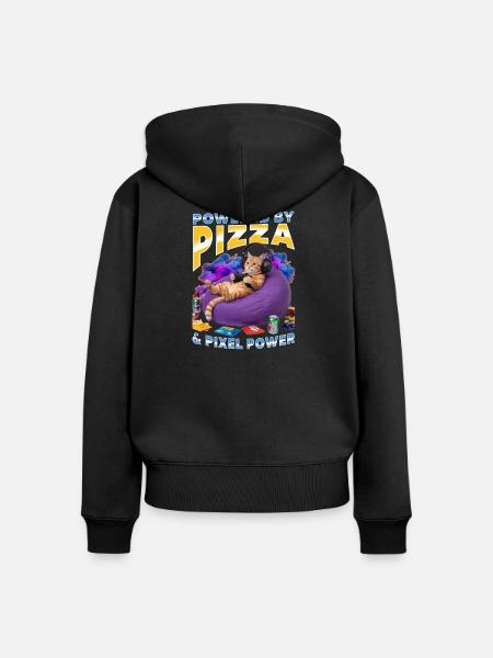 Funny Gaming Gamer Cat - Frauen Premium Bio Zip Hoodie - Schwarz