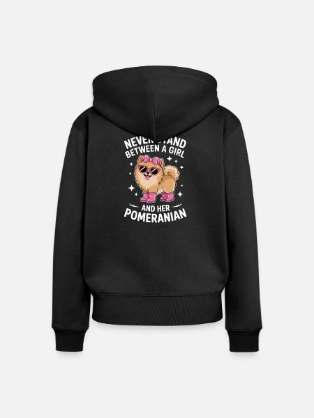 Pomeranian Sprüche Lustiges Pomeranian Geschenk - Frauen Premium Bio Zip Hoodie - Schwarz