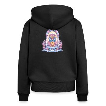 Kristall-Eulenthron - Frauen Premium Bio Zip Hoodie - Schwarz - Hinten - Julia (174cm)