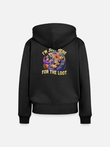 Funny Gaming Gamer Cat - Frauen Premium Bio Zip Hoodie - Schwarz