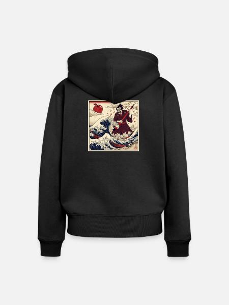 Samurai Lehrer F Noten Tsunami Welle - Frauen Premium Bio Zip Hoodie - Schwarz