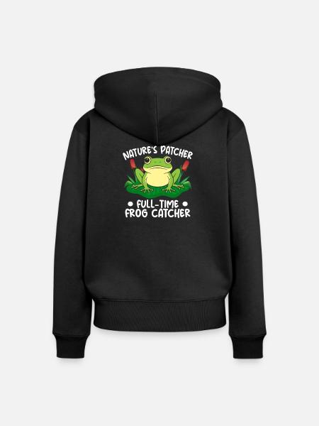 Frog Catcher Nature´s Patcher Full-Time Catcher - Frauen Premium Bio Zip Hoodie - Schwarz