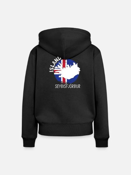 Seyðisfjörður - Frauen Premium Bio Zip Hoodie - Schwarz