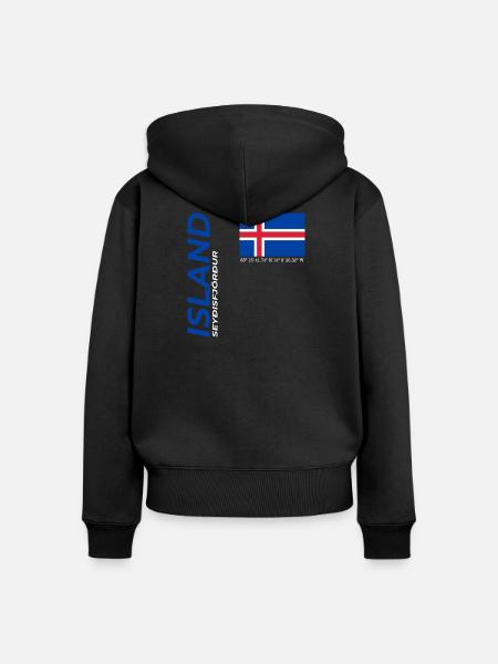 Seyðisfjörður - Frauen Premium Bio Zip Hoodie - Schwarz