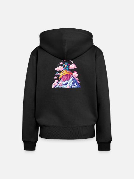 Bärenabenteuer Cupcake Gipfel - Frauen Premium Bio Zip Hoodie - Schwarz