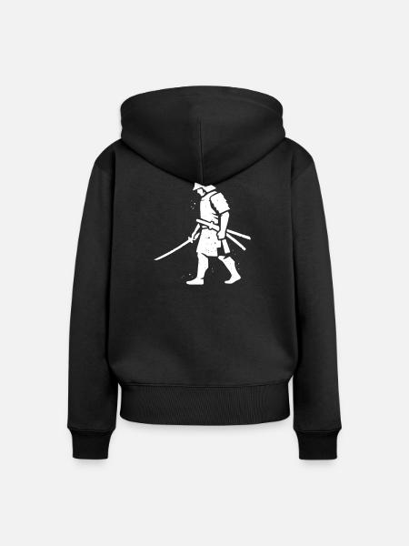 Wandernder Ronin Samurai Hut Vektor - Frauen Premium Bio Zip Hoodie - Schwarz