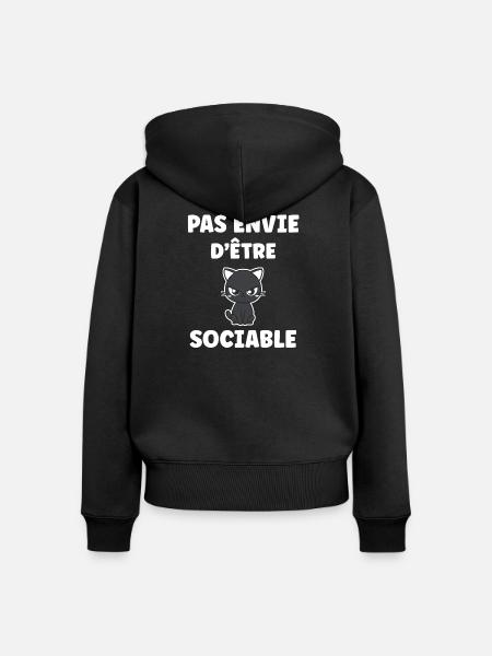 Nicht gesellig sein wollen – mürrische Katze - Frauen Premium Bio Zip Hoodie - Schwarz