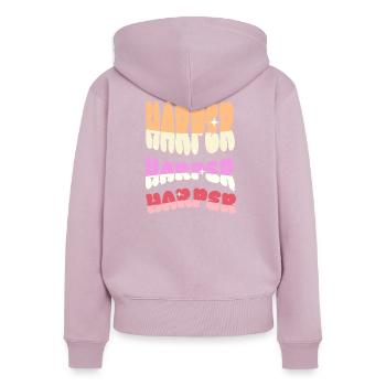 Harpiste - Sweat à capuche zippé Premium bio Femme - rose poudré - Dos - Julia (174cm)