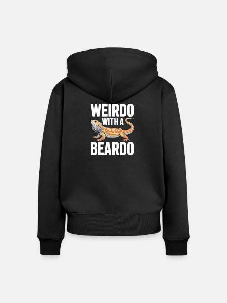 Weirdo mit Bartkind - Frauen Premium Bio Zip Hoodie - Schwarz