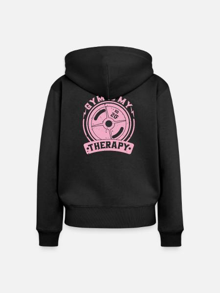 Fitnessstudio ist meine Therapie - Frauen Premium Bio Zip Hoodie - Schwarz