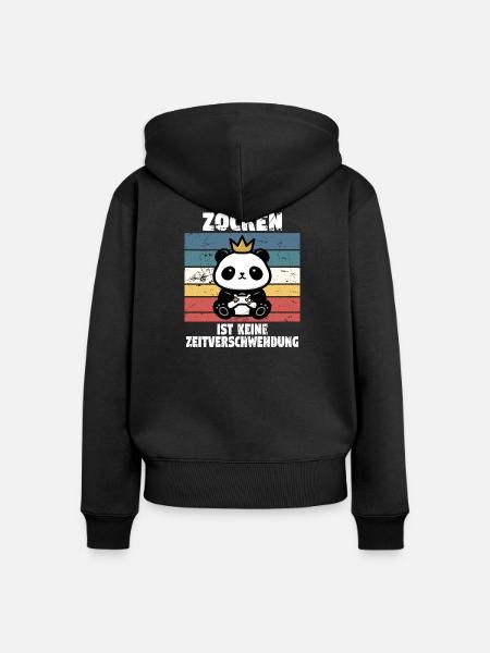 zocken ist keine zeitverschwendung - Frauen Premium Bio Zip Hoodie - Schwarz