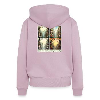 Arc de lecture saisonnier - Sweat à capuche zippé Premium bio Femme - rose poudré - Dos - Julia (174cm)