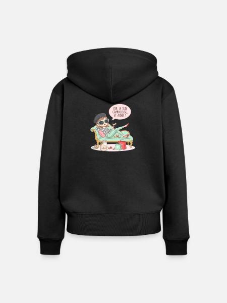 Ich bin launisch und so - Frauen Premium Bio Zip Hoodie - Schwarz