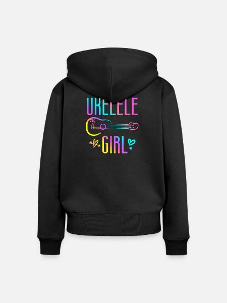 Hawaiian Ukulele Uke Ukulele Girl - Frauen Premium Bio Zip Hoodie - Schwarz