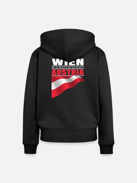 Wien - Frauen Premium Bio Zip Hoodie - Schwarz