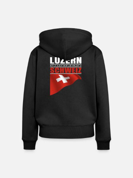 Luzern - Frauen Premium Bio Zip Hoodie - Schwarz