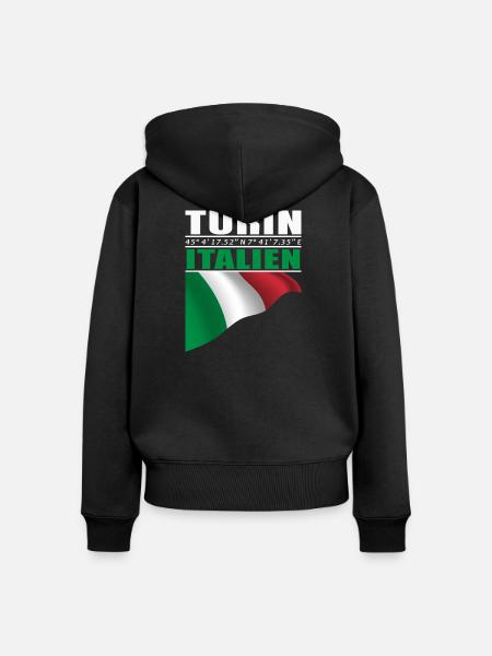 Turin - Frauen Premium Bio Zip Hoodie - Schwarz