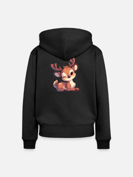 Rentiere Rentier - Frauen Premium Bio Zip Hoodie - Schwarz