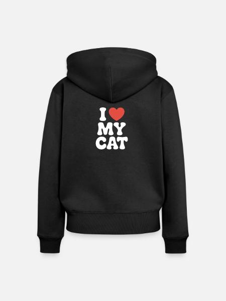 Ich liebe meine Katze - Frauen Premium Bio Zip Hoodie - Schwarz