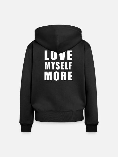 Love Myself More - Frauen Premium Bio Zip Hoodie - Schwarz