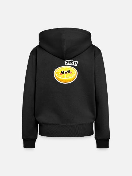 Zitrus Zest Sticker - Frauen Premium Bio Zip Hoodie - Schwarz