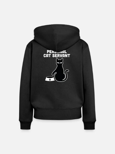 Persönlicher Katzendiener - Frauen Premium Bio Zip Hoodie - Schwarz