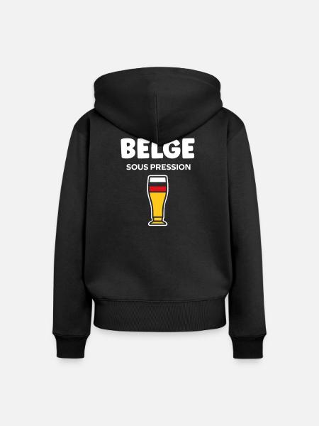 Belgisches Druckglasbier - Frauen Premium Bio Zip Hoodie - Schwarz
