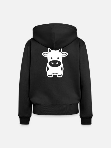 Kuh Stehend Comic Milchkuh Icon - Frauen Premium Bio Zip Hoodie - Schwarz