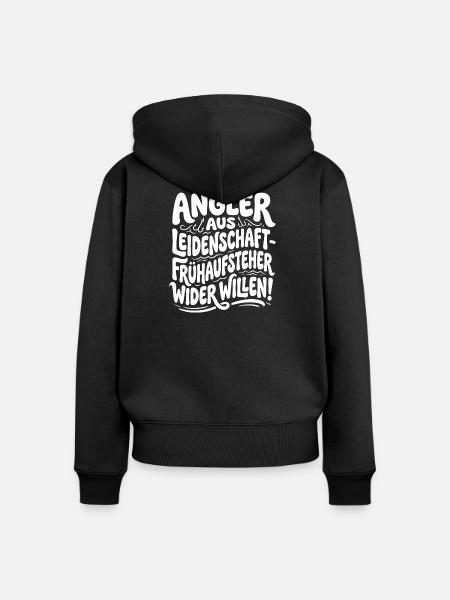Angler aus Leidenschaft – Frühaufsteher - Frauen Premium Bio Zip Hoodie - Schwarz