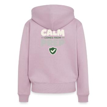 Ruhe Schlägt Panikbereitschaft, Lebensstil, - Frauen Premium Bio Zip Hoodie - Altrosa - Hinten - Julia (174cm)