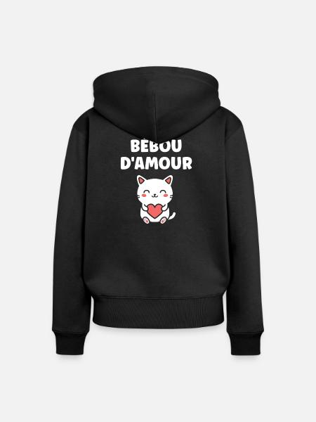 Liebe Beboo Katzenherz - Frauen Premium Bio Zip Hoodie - Schwarz