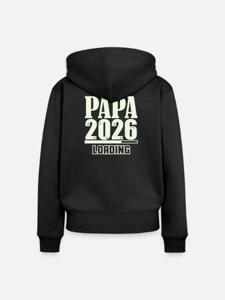 Papa 2026 Loading - Frauen Premium Bio Zip Hoodie - Schwarz