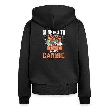 Running To Gates Is My Cardio Gym Und Reisen - Frauen Premium Bio Zip Hoodie - Schwarz - Hinten - Julia (174cm)