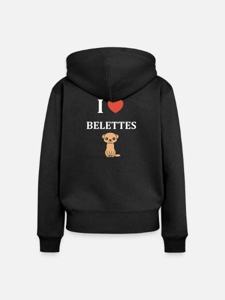 Ich liebe Weasel - Frauen Premium Bio Zip Hoodie - Schwarz