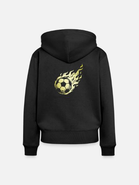 Brennender Fußball Flammen Gold - Frauen Premium Bio Zip Hoodie - Schwarz