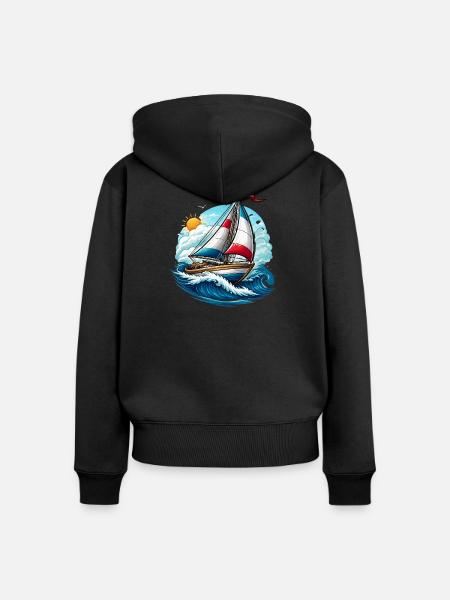 Segelboot - Frauen Premium Bio Zip Hoodie - Schwarz