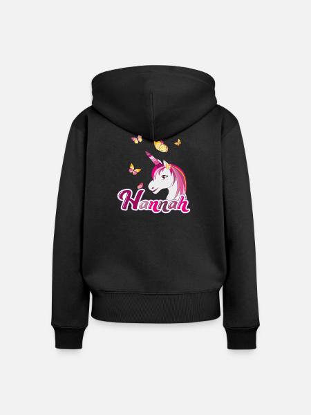 Hannah , Mädchenname, Lieblingsname - Frauen Premium Bio Zip Hoodie - Schwarz