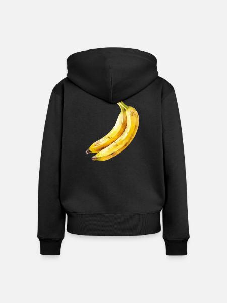 Banane Aquarell - Frauen Premium Bio Zip Hoodie - Schwarz
