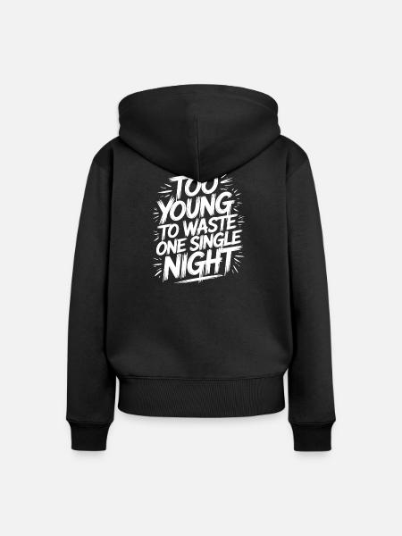 Statement Design für Nachtschwärmer - Frauen Premium Bio Zip Hoodie - Schwarz