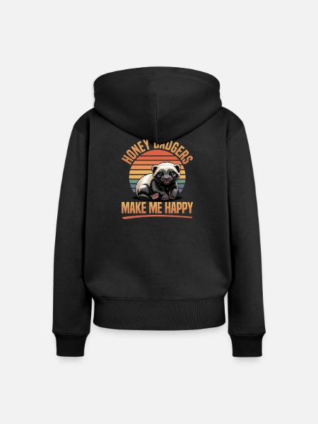 Funny Honey Badger - Frauen Premium Bio Zip Hoodie - Schwarz