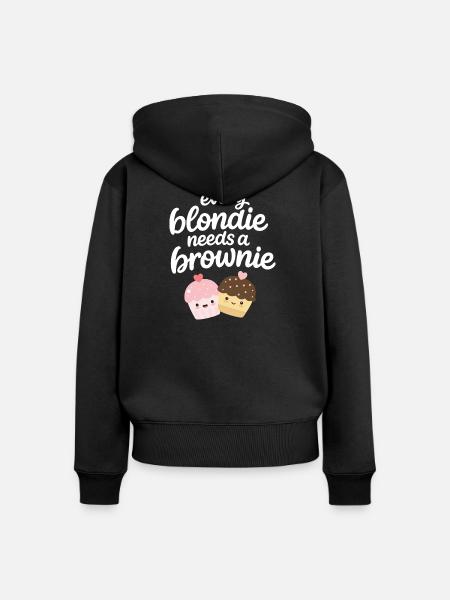 Every Blondine needs a Brownie - Frauen Premium Bio Zip Hoodie - Schwarz
