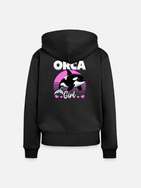 Funny Orca - Frauen Premium Bio Zip Hoodie - Schwarz