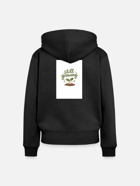 Still growing - Frauen Premium Bio Zip Hoodie - Schwarz