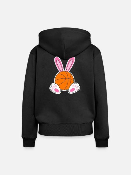 Oster-Basketballhasen-Design - Frauen Premium Bio Zip Hoodie - Schwarz