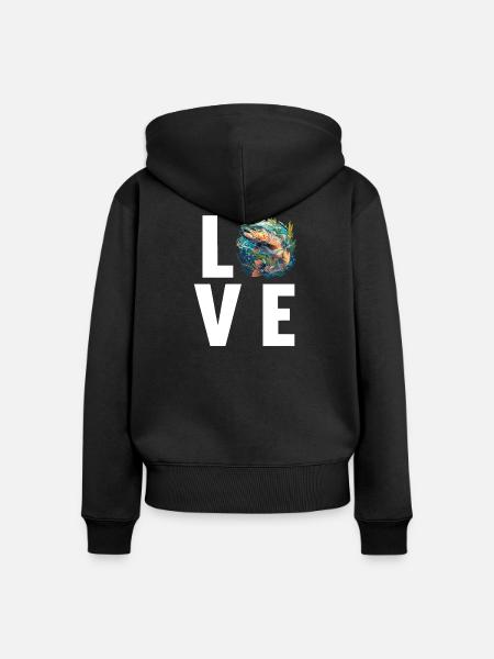 Lachse Lachs - Frauen Premium Bio Zip Hoodie - Schwarz