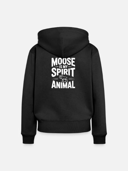 Elch ist mein Geisttier - Frauen Premium Bio Zip Hoodie - Schwarz