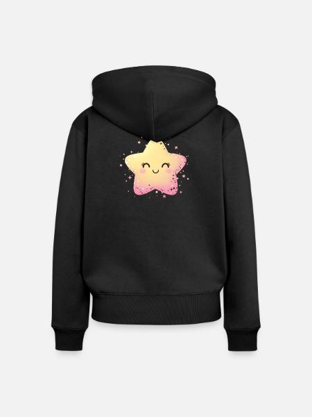 Pastellstern Kawaii Glanz - Frauen Premium Bio Zip Hoodie - Schwarz