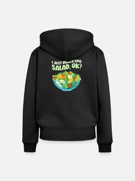 Ich Liebe Salat - Frauen Premium Bio Zip Hoodie - Schwarz