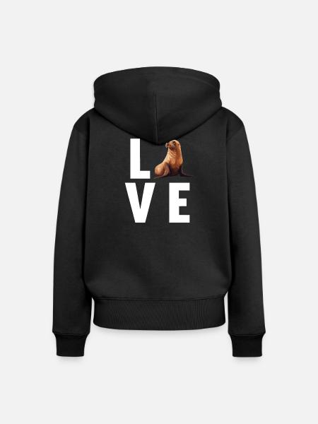 Seelöwen Seelöwe - Frauen Premium Bio Zip Hoodie - Schwarz