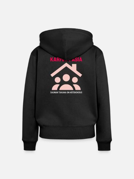DAS GRUSELIGE DING HINTER DER SAUNA - Frauen Premium Bio Zip Hoodie - Schwarz